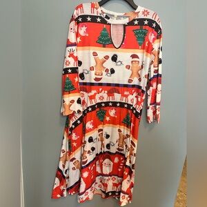 Festive Holiday Print Dress